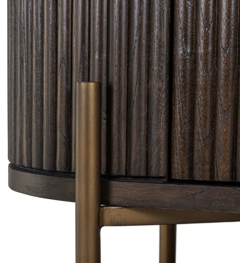 Luxor Brushed Brass Ribbed 1 Door Large Curved Cabinet