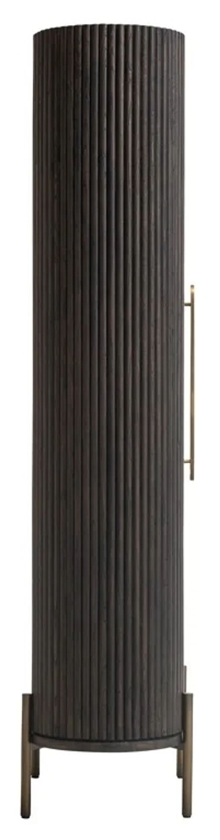 Luxor Brushed Brass Ribbed 1 Door Large Curved Cabinet