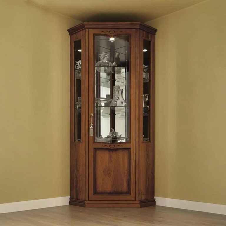 Nostalgia Italian Walnut Corner Display Cabinet