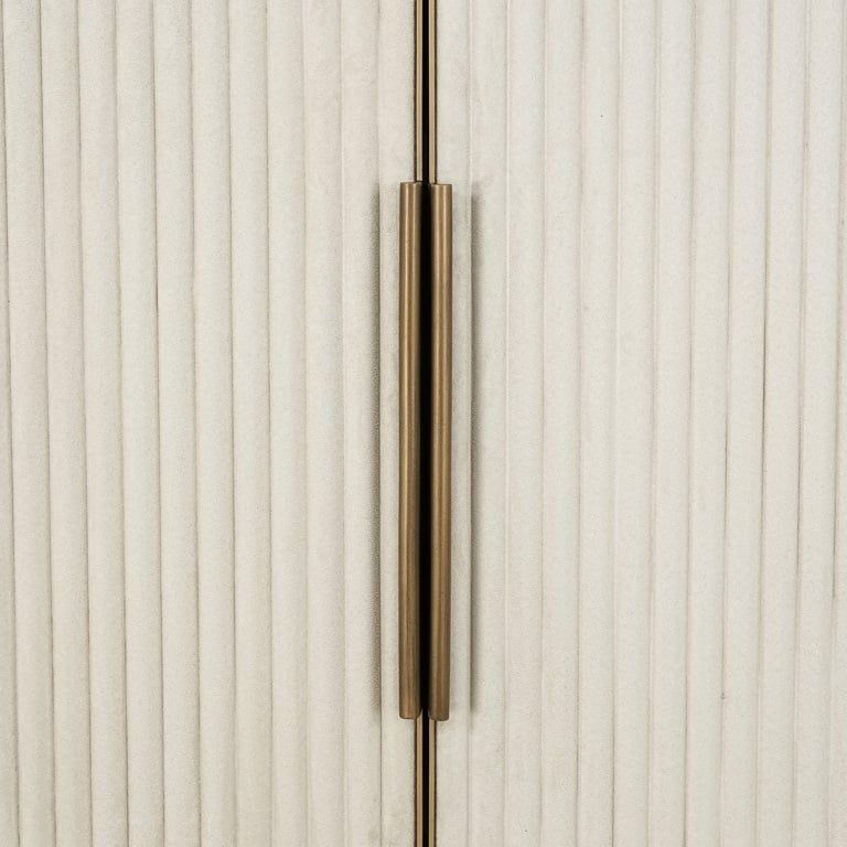 Tivoli White Ribbed 2 Door Arched Cabinet with Gold Trim