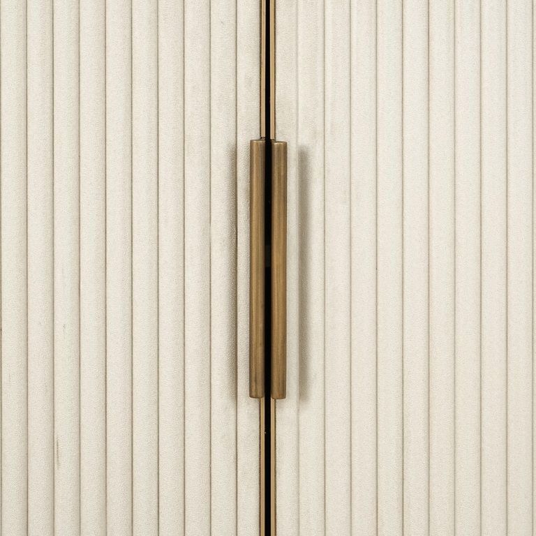 Tivoli White Ribbed Storage Shelving Unit with Gold Trim