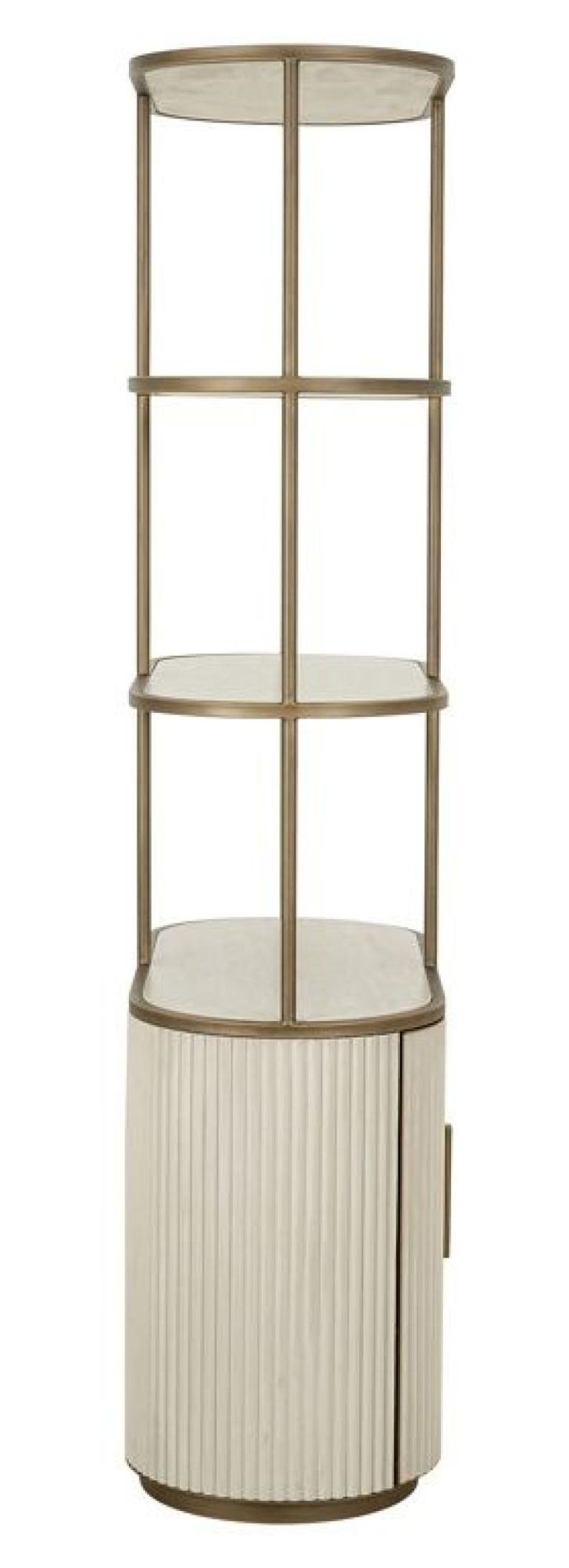 Tivoli White Ribbed Storage Shelving Unit with Gold Trim