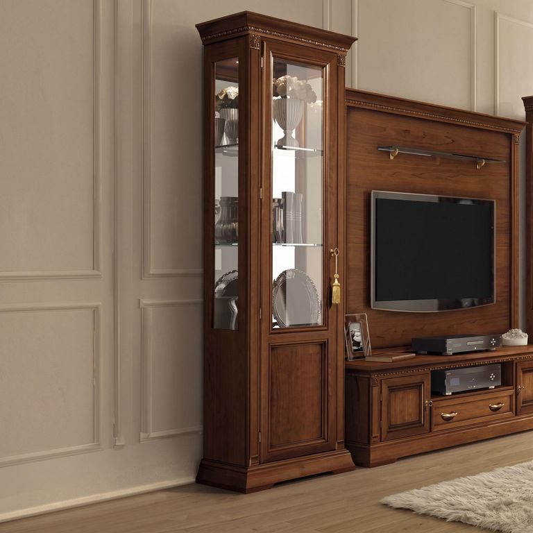Treviso Italian Cherry Wood 1 Door LHF Display Cabinet