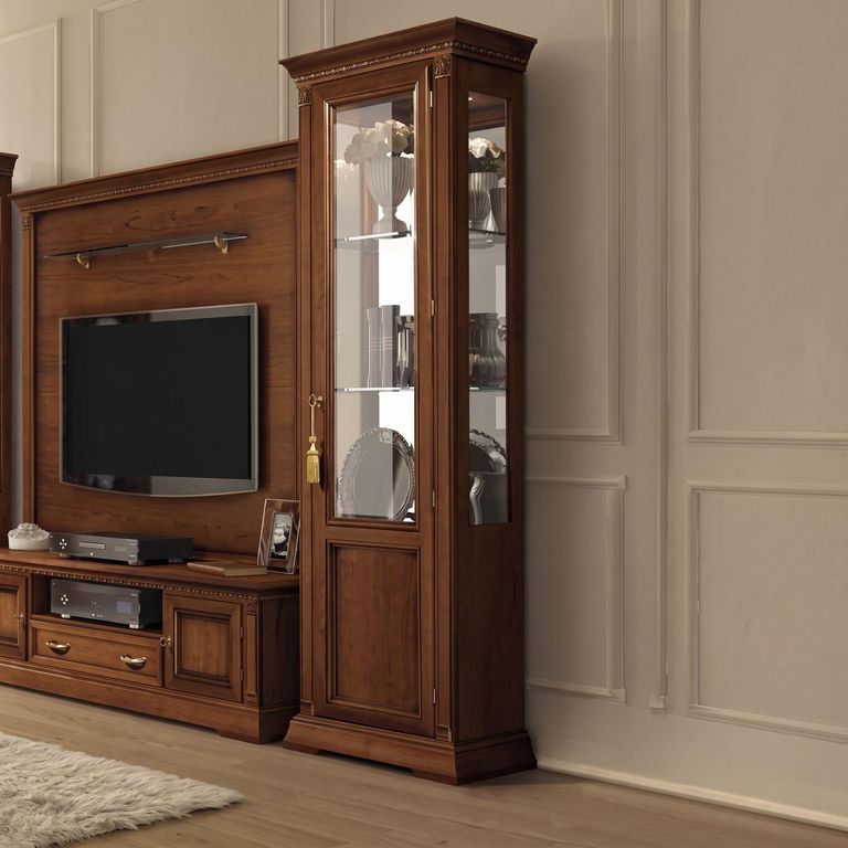 Treviso Italian Cherry Wood 1 Door RHF Display Cabinet