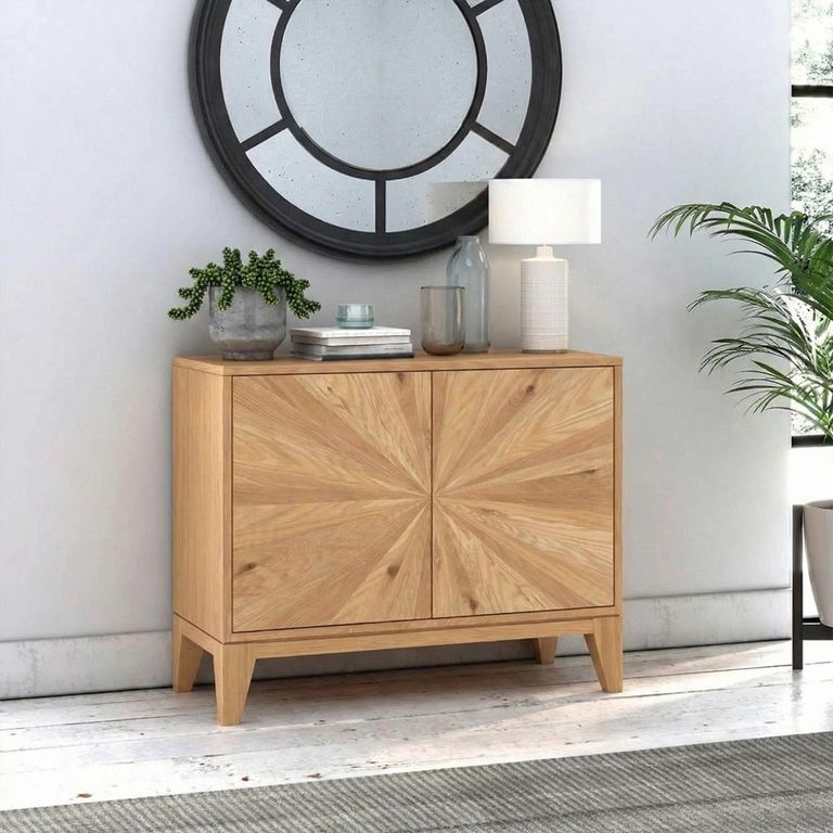 Viento Sunburst Small Sideboard - 2 Door - Oak - 80cm