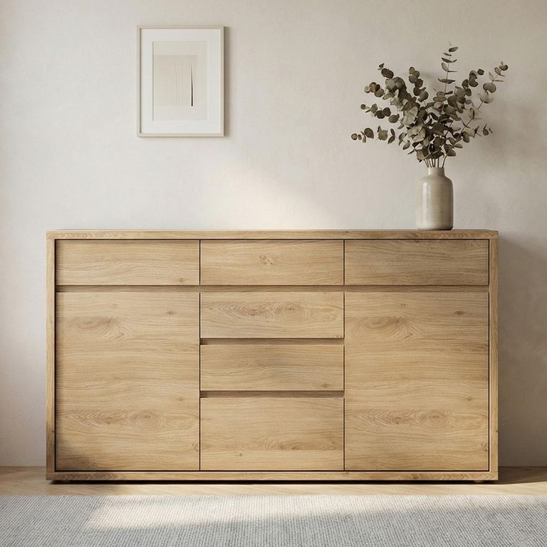 Shetland Sideboard - 2 Door - 6 Drawer - Medium - Oak