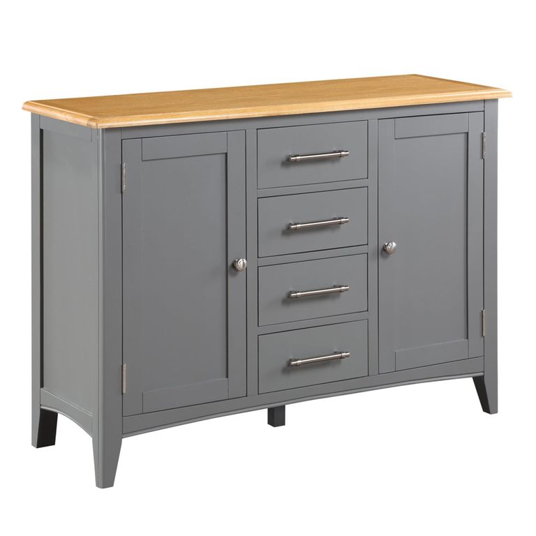 Clearance - Rossmore 2 Door 4 Drawer Sideboard - Oak & Slate Grey - A439
