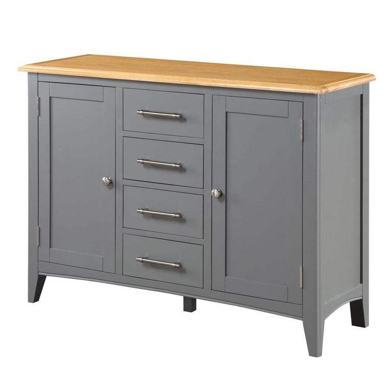 Clearance - Rossmore 2 Door 4 Drawer Sideboard - Oak & Slate Grey - A439