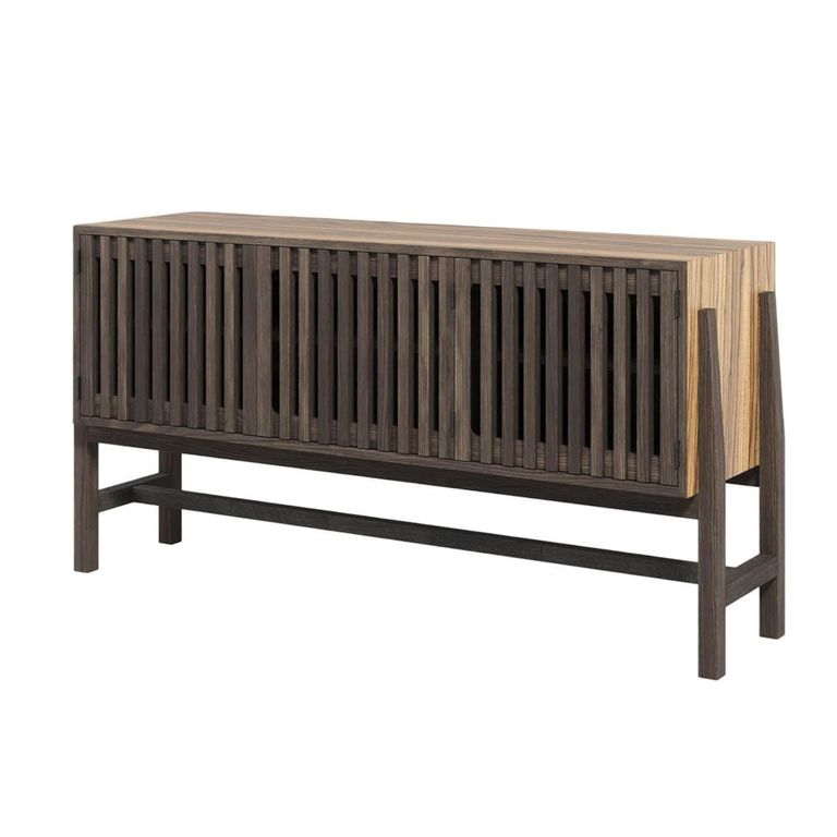 Abigail Ahern Batten Sideboard - 3 Door - Wide - Zebrano Veneer