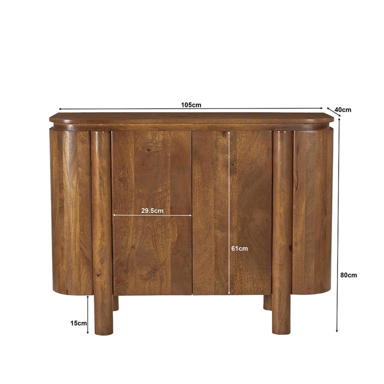 Salano Curved Sideboard - 2 Door - Small - Brown - Mango Wood