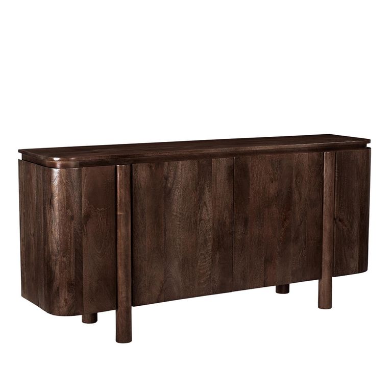 Salano Curved Sideboard - 4 Door - Large - Chestnut - Mango Wood