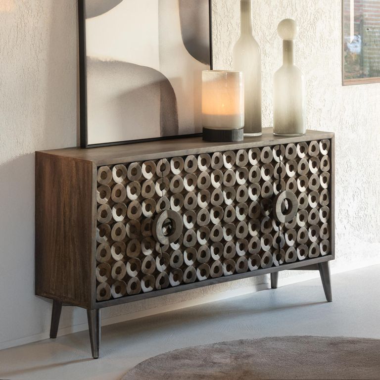Buffet Sideboard - 4 Door - Medium - Art Deco Desgin - Brown Mango Wood