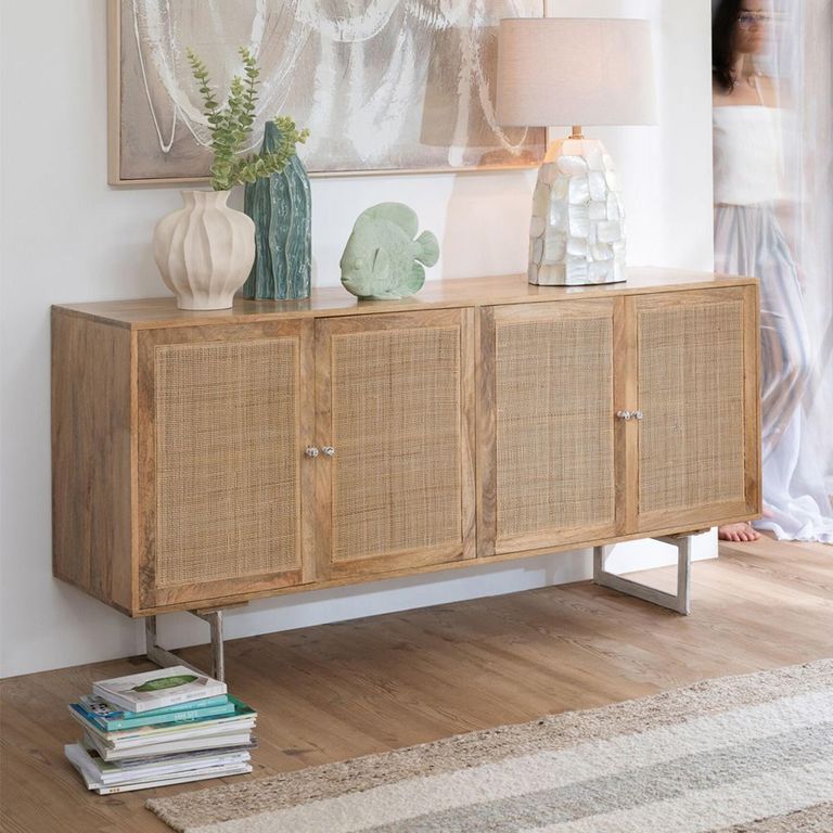 Sideboard - 4 Door - Large - Natural Rattan Mango Wood