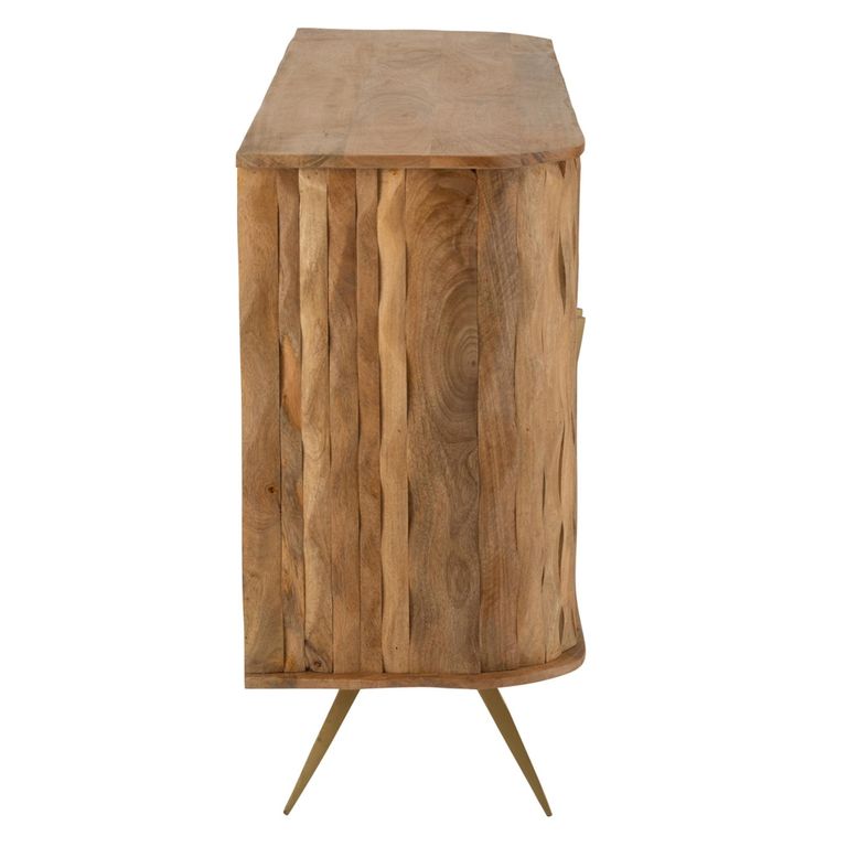 Curved Buffet Sideboard - 3 Door - Medium - Waved Desgin - Natural Wood