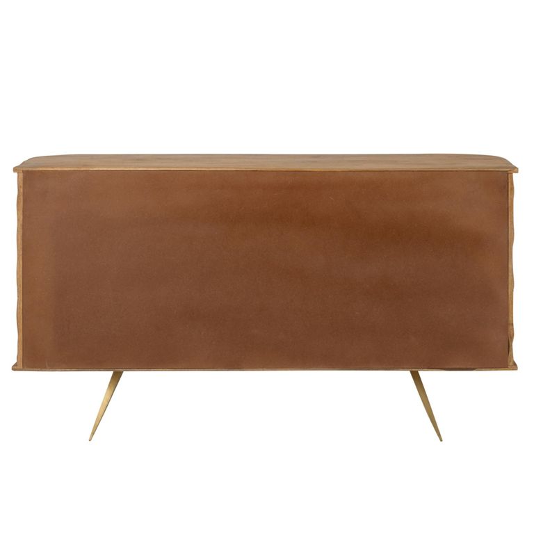 Curved Buffet Sideboard - 3 Door - Medium - Waved Desgin - Natural Wood
