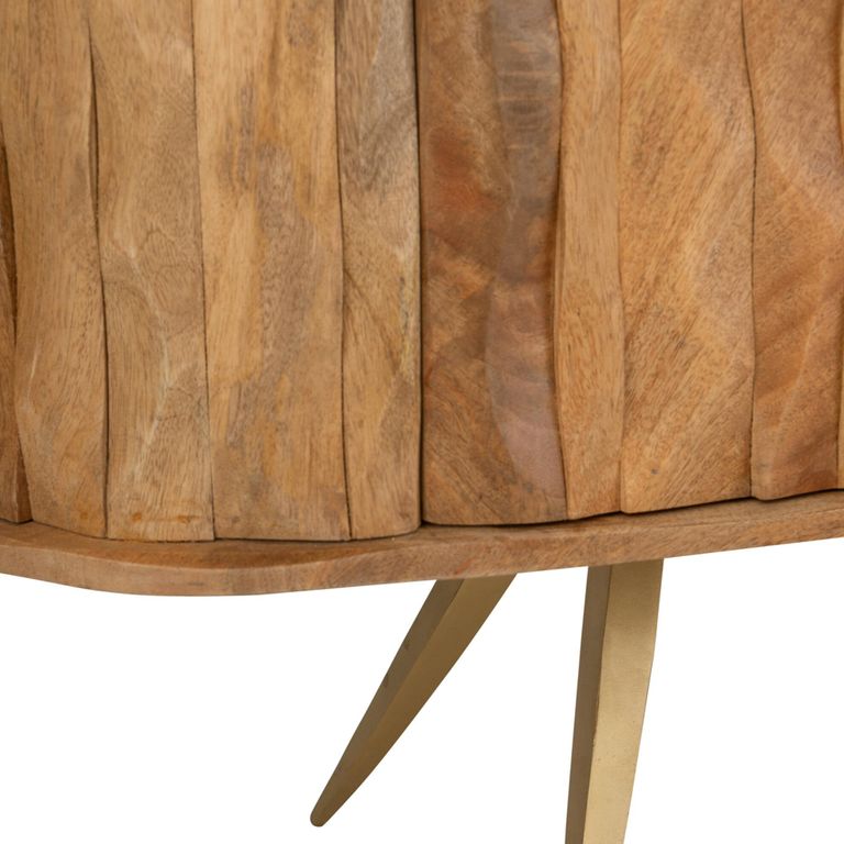 Curved Buffet Sideboard - 3 Door - Medium - Waved Desgin - Natural Wood
