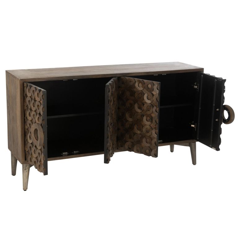 Buffet Sideboard - 4 Door - Medium - Art Deco Desgin - Brown Mango Wood