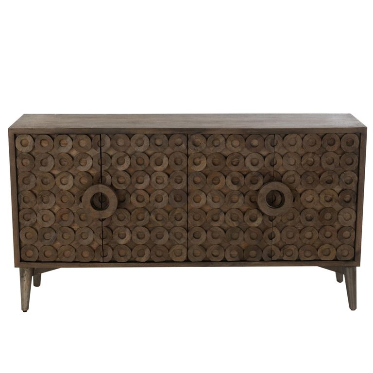 Buffet Sideboard - 4 Door - Medium - Art Deco Desgin - Brown Mango Wood