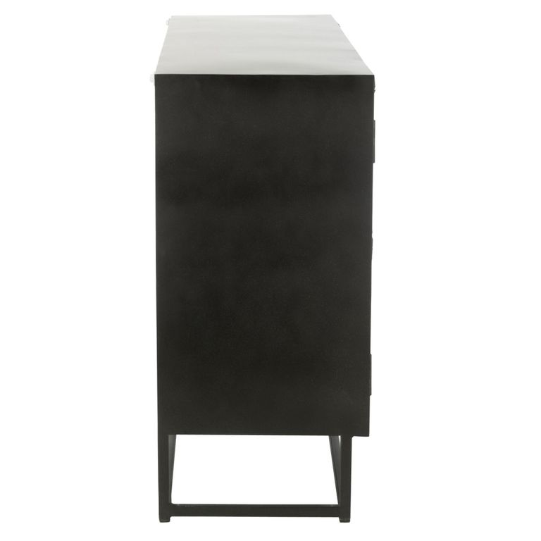 Shanil Buffet Sideboard - 3 Door - Medium - Sunburst Desgin - Black Wood and Metal