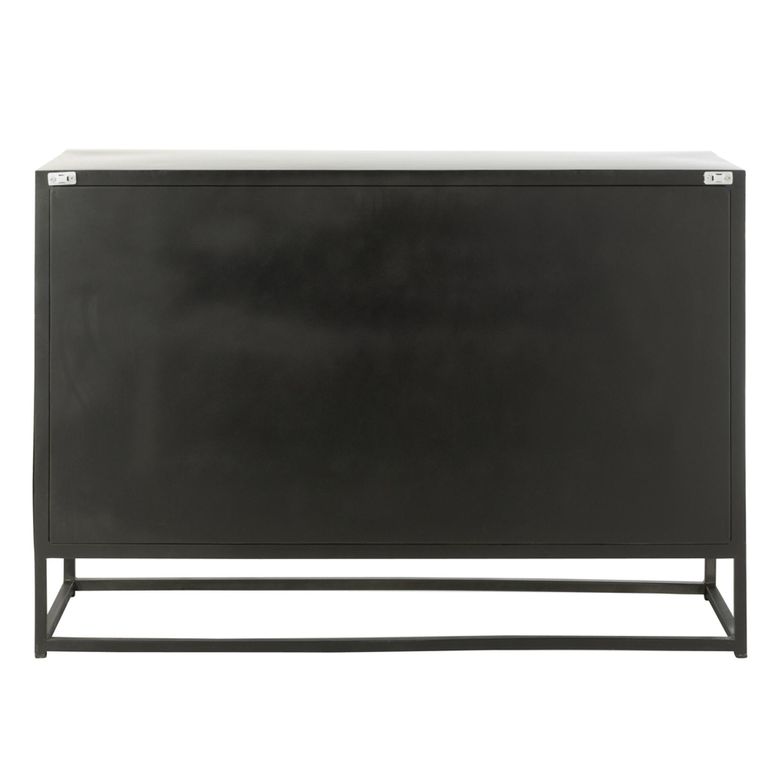 Shanil Buffet Sideboard - 3 Door - Medium - Sunburst Desgin - Black Wood and Metal