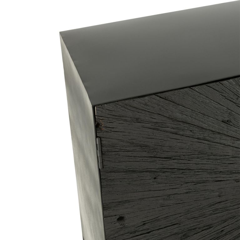 Shanil Buffet Sideboard - 3 Door - Medium - Sunburst Desgin - Black Wood and Metal