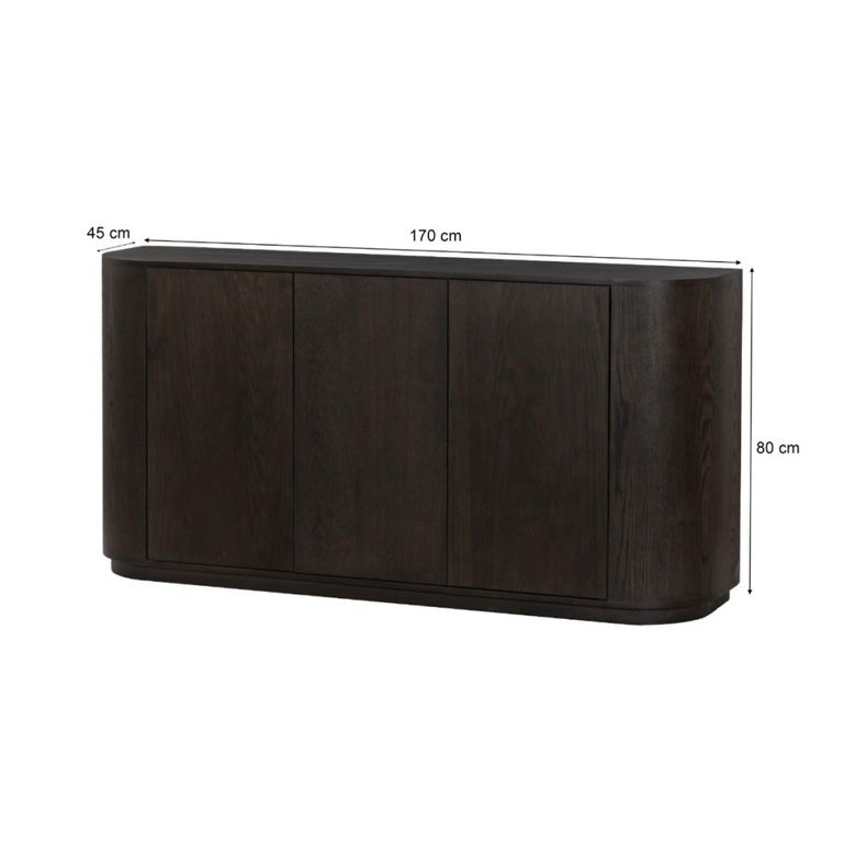 Novero Curved Sideboard - 2 Door - Large - Espresso Oak