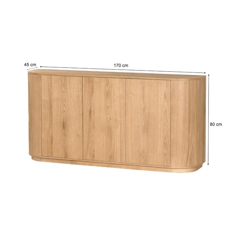 Novero Curved Sideboard - 2 Door - Large - Natural Oak