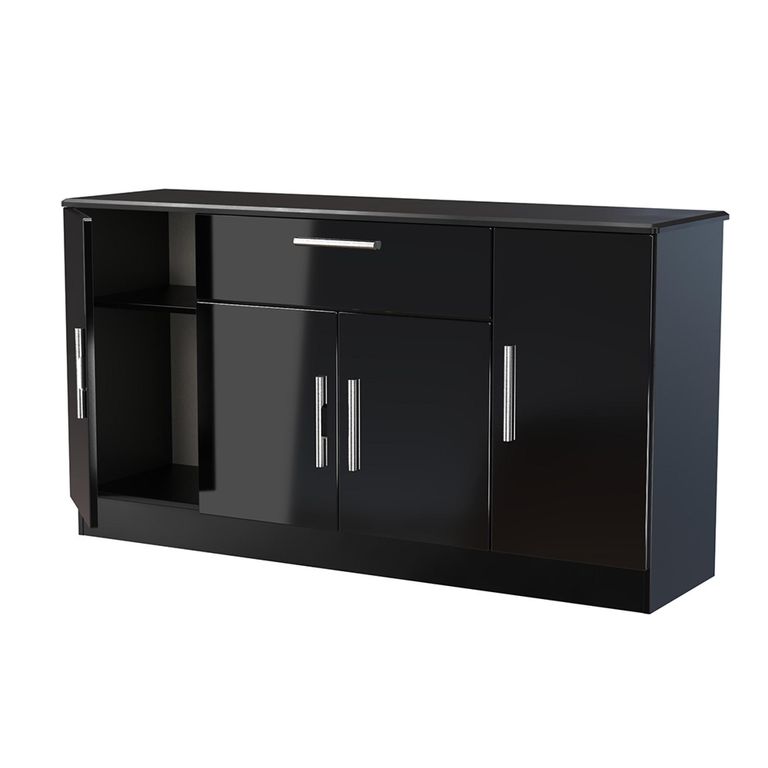 Knightsbridge Sideboard - Wide - 4 Doors - Gloss Black