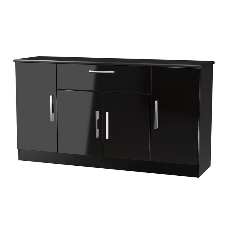 Knightsbridge Sideboard - Wide - 4 Doors - Gloss Black
