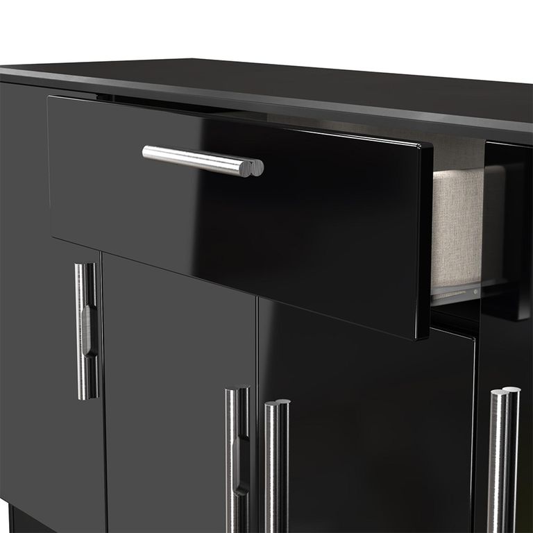 Knightsbridge Sideboard - Wide - 4 Doors - Gloss Black
