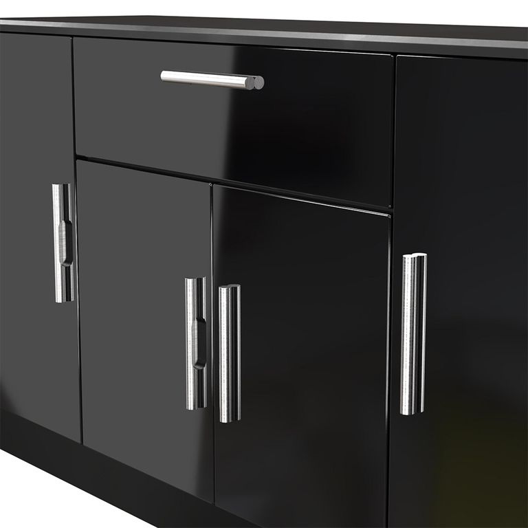Knightsbridge Sideboard - Wide - 4 Doors - Gloss Black