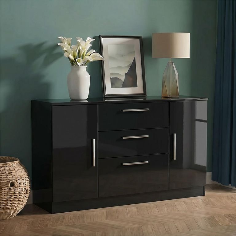 Knightsbridge Sideboard - Medium - 2 Doors - Gloss Black