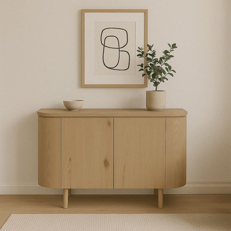 Tobago Curved Sideboard - 2 Door - Small - Natural Oak