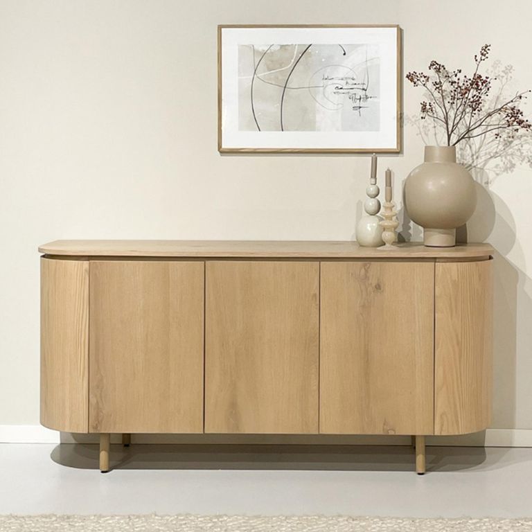 Tobago Curved Sideboard - 3 Door - Large - Natural Oak