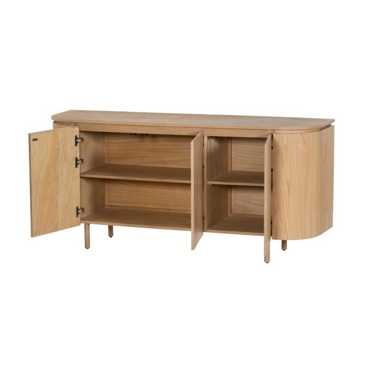 Tobago Curved Sideboard - 3 Door - Large - Natural Oak