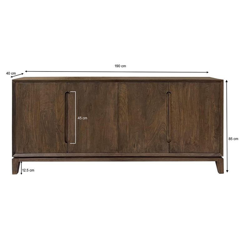 Cortez Sideboard - 4 Door - Extra Large - Brown - Mango Wood