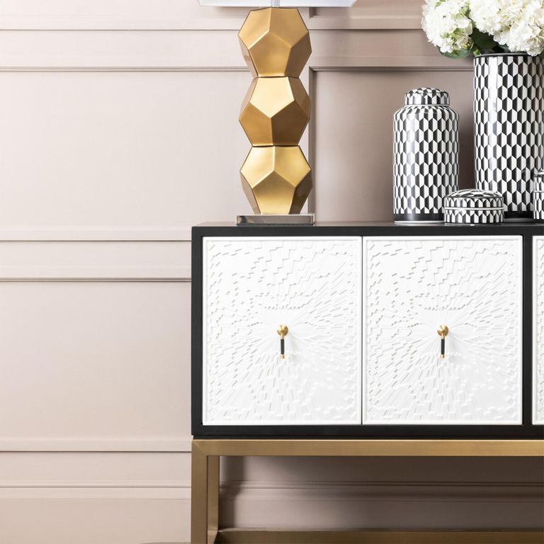Dumas Sideboard - 4 Door - Large - Black and White - 170cm