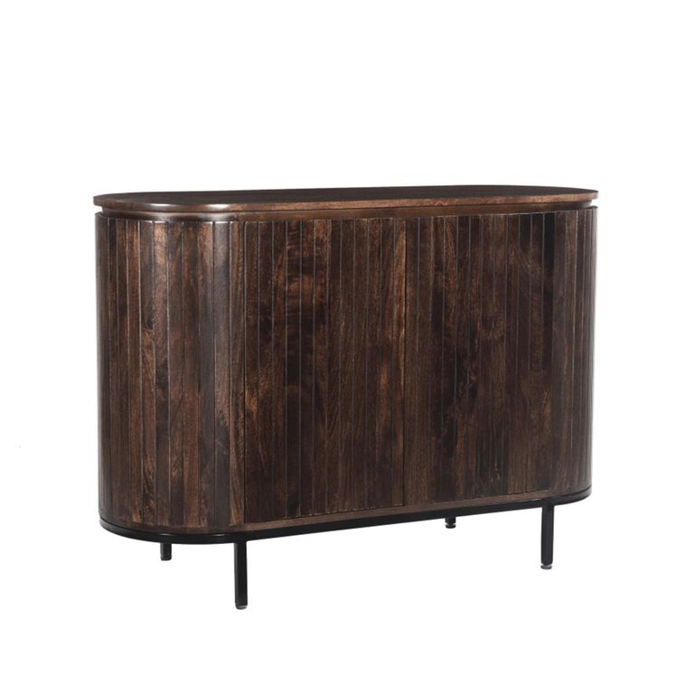 Noor Curved Fluted Sideboard - 2 Door - Small - Walnut - Mango Wood