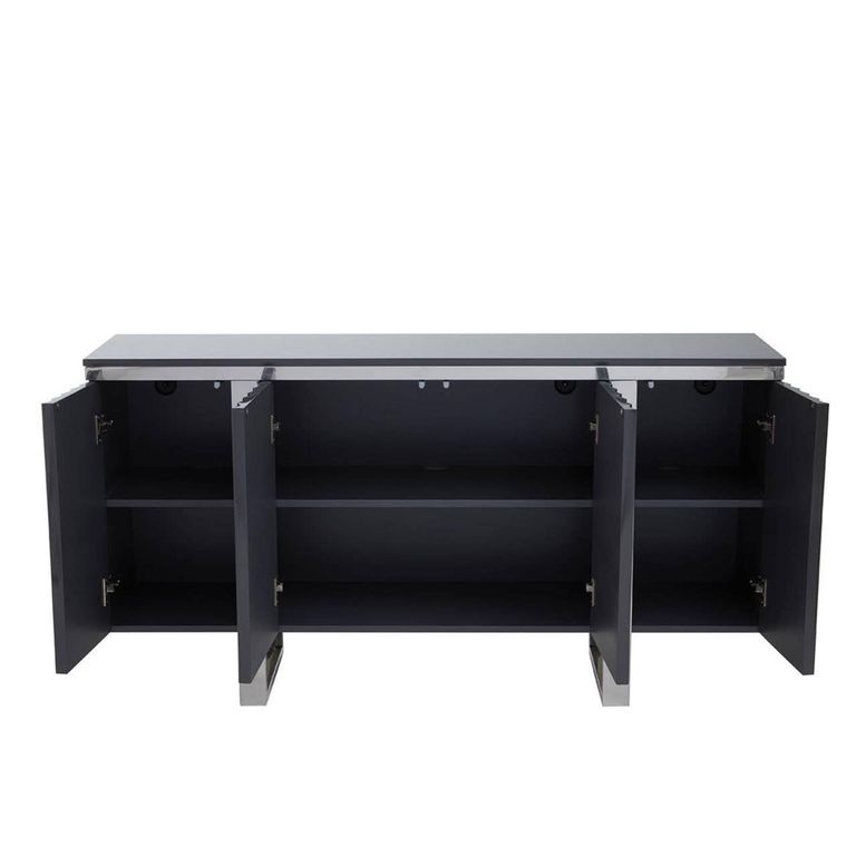 Genoa Sideboard - 4 Door - Medium - Fluted - Grey - 146cm