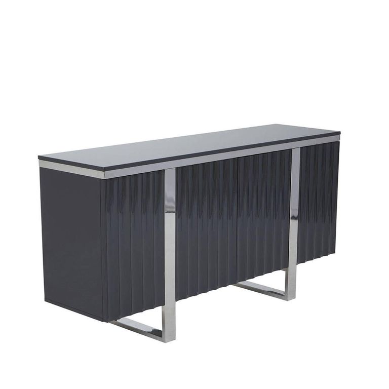 Genoa Sideboard - 4 Door - Medium - Fluted - Grey - 146cm