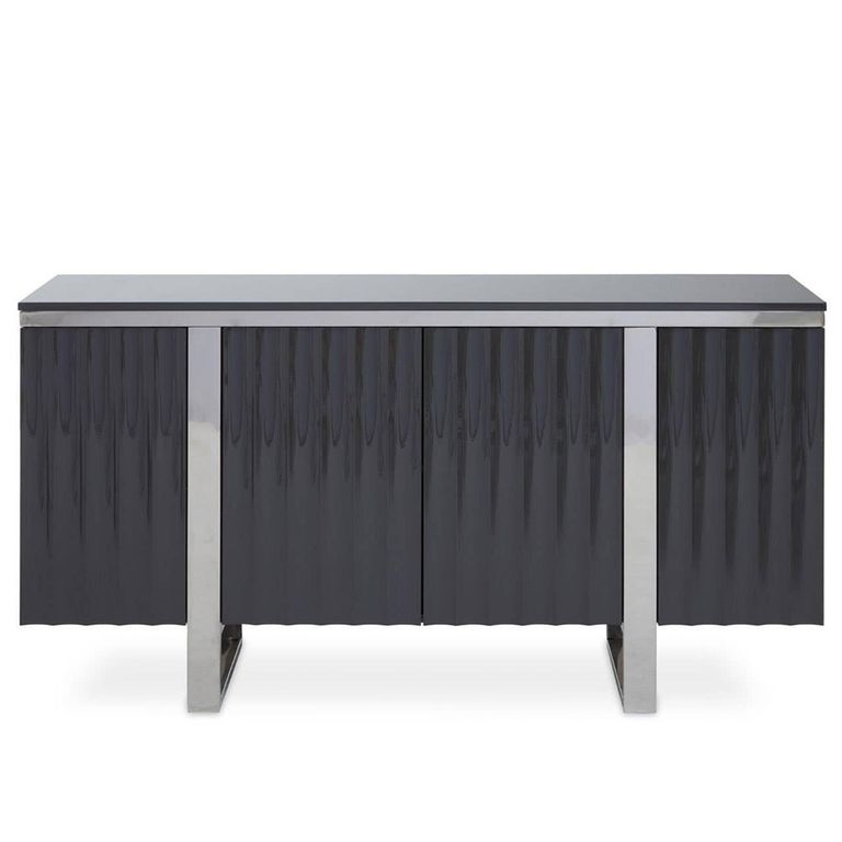 Genoa Sideboard - 4 Door - Medium - Fluted - Grey - 146cm