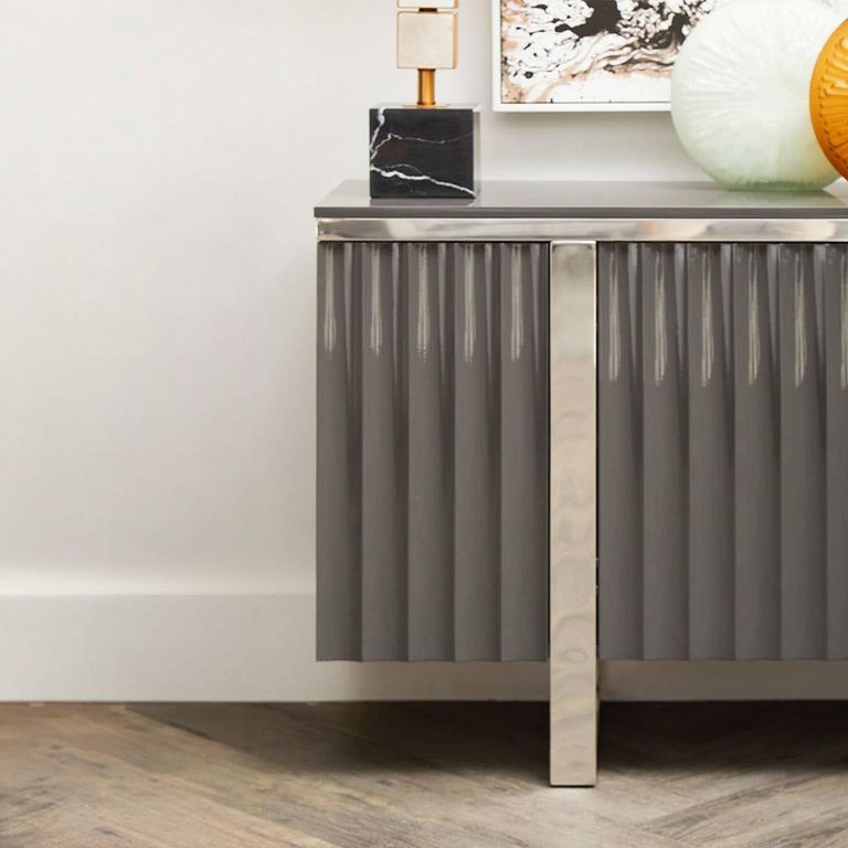 Genoa Sideboard - 4 Door - Medium - Fluted - Grey - 146cm