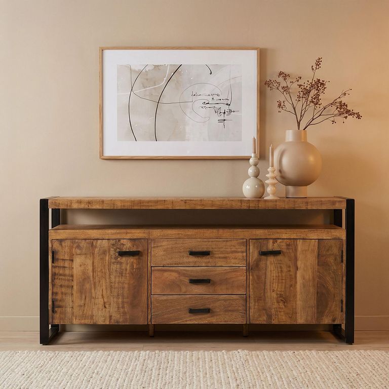 Nairobi Sideboard - 2 Door - 3 Drawer - Large - Natural - Rustic Mango Wood
