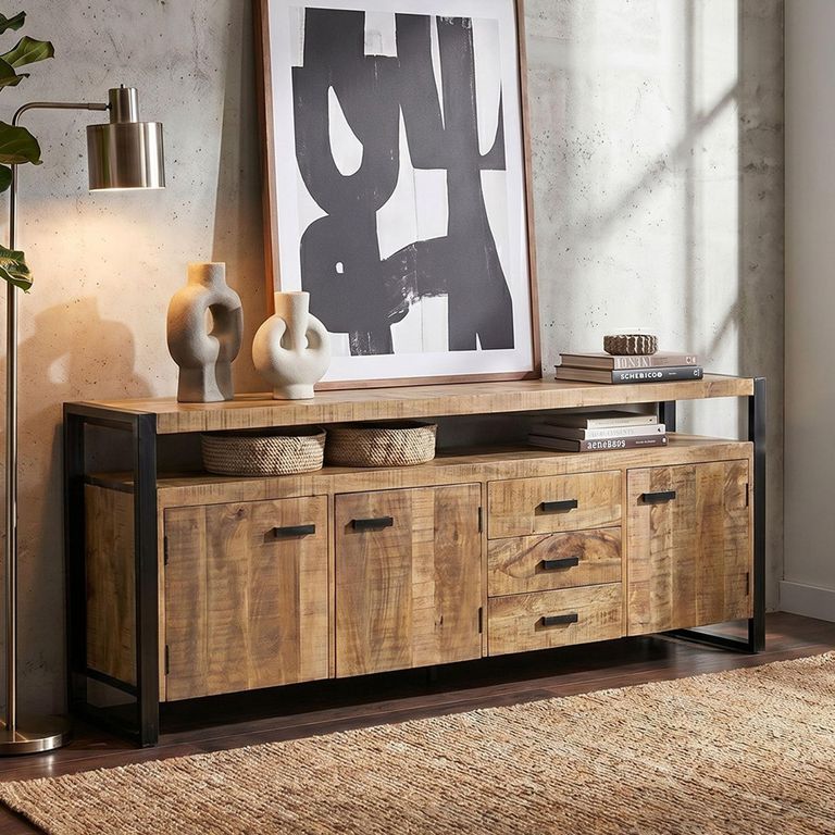Nairobi Sideboard - 3 Door - 3 Drawer - Extra Large - Natural - Rustic Mango Wood