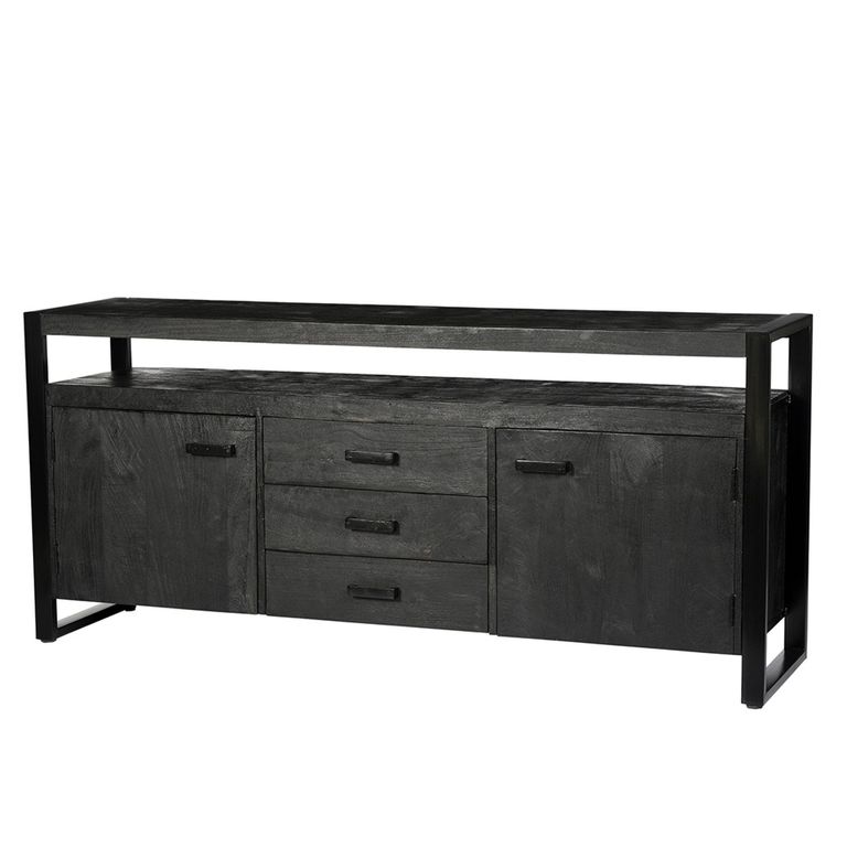 Norris Sideboard - 2 Door - 3 Drawer - Large - Charcoal - Rustic Mango Wood