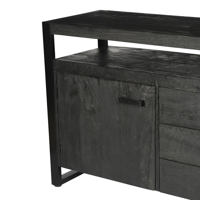 Norris Sideboard - 2 Door - 3 Drawer - Large - Charcoal - Rustic Mango Wood