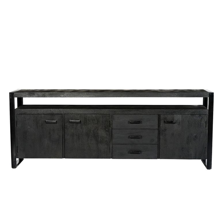 Norris Sideboard - 3 Door - 3 Drawer - Extra Large - Charcoal - Rustic Mango Wood