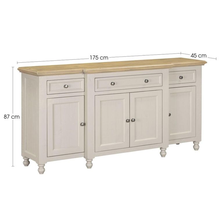 Chateau Sideboard - 4 Door - Large - Grey Painted - Pine