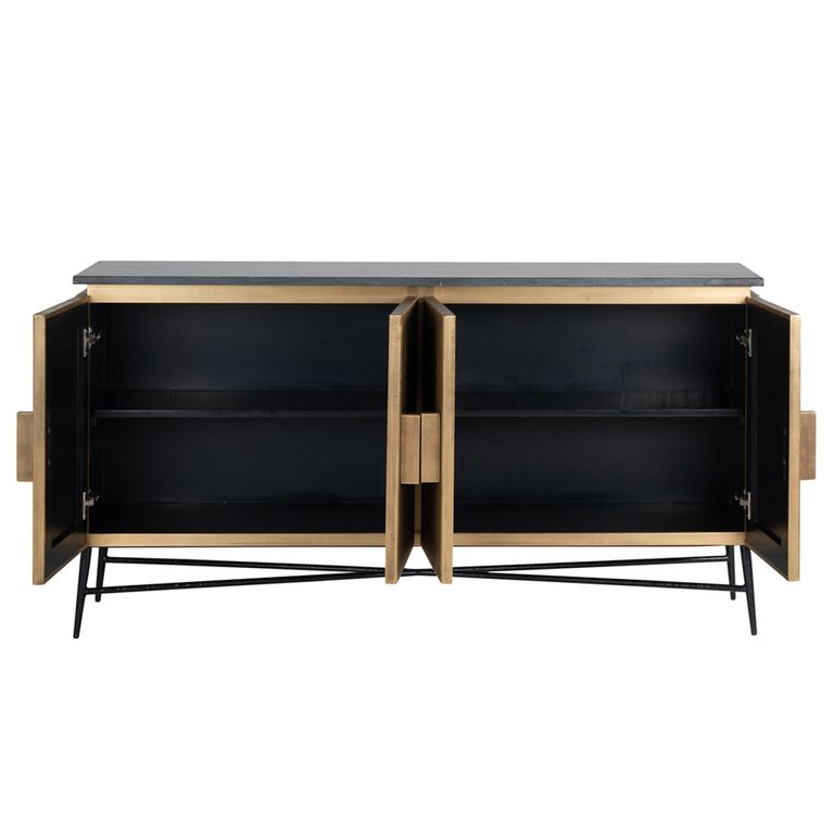 Ironville Brass Ribbed Large 4 Door Sideboard