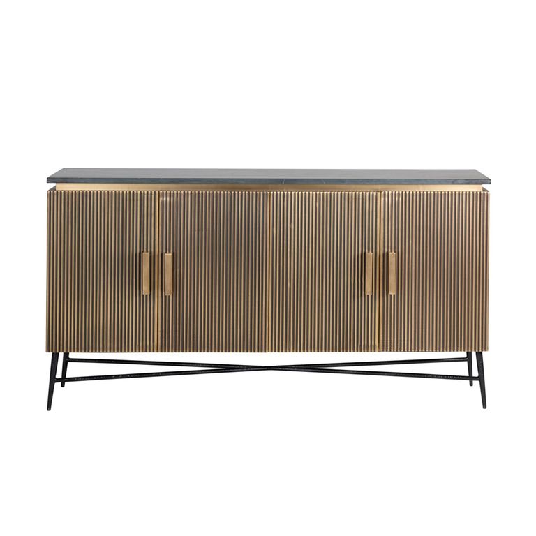 Ironville Brass Ribbed Large 4 Door Sideboard